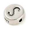 925 Sterling Silver Flat Round with Letter Beads STER-G044-01AS-S-2