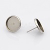 Tarnish Resistant 304 Stainless Steel Flat Round Stud Earring Settings STAS-N019-21-14mm-1