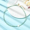 Natural Keshi Pearl Coin and Natural Amazonite Heishi Beaded Necklaces for Women NJEW-JN06344-1