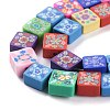 Handmade Flower Printed Polymer Clay Beads Strands CLAY-M003-01A-3