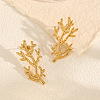304 Stainless Steel Coral Shape Stud Earrings for Women WGF2D78-01-1
