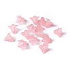 Pink Frosted Transparent Acrylic Flower Beads X-PLF018-02-5