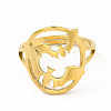 Ion Plating(IP) 304 Stainless Steel Bat Adjustable Ring for Women LS-RJEW-B027-04G-2