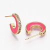 Brass Micro Pave Clear Cubic Zirconia Half Hoop Earrings EJEW-L231-64B-2