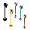 Skull 304 Stainless Steel Straight Barbell 15 Gauge Piercing Tongue Rings for Women Men FS-WG07D05-02-3