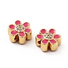 Flower Brass Micro Pave Clear Cubic Zirconia Beads KK-G419-06G-4