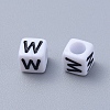 Acrylic Horizontal Hole Letter Beads PL37C9308-W-3