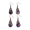 Natural Amethyst Teardrop Dangle Earrings EJEW-B055-01R-21-1