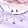 Natural Gemstone Braided Bead Cuff Rings for Women RJEW-JR00952-02-2