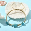 Ocean Theme Starfish Tortoise Synthetic Turquoise Beaded Anklets for Women AJEW-AN00554-01-2