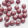 Pearlized Pale Violet Red Handmade Porcelain Round Beads X-PORC-D001-10mm-06-1