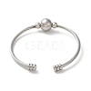 Non-Tarnish 304 Stainless Steel Round Beaded Cuff Bangles BJEW-P310-03P-2