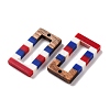 Independence Day Opaque Striped Resin & Walnut Wood Pendants RESI-U010-02L-2