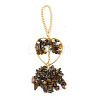 Heart with Tree of Life Metal & Natural Tiger Eye Chip Pendant Decorations PW-WG80265-03-1