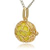 Golden Tone Brass Hollow Round Cage Pendants KK-J231-01G-2