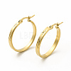 201 Stainless Steel Leaf Pattern Hoop Earrings with 304 Stainless Steel Pins for Women EJEW-M214-04D-G-2