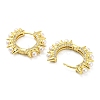 Rack Plating Brass Spike Hoop Earrings with Plastic Pearl with Cubic Zirconia EJEW-Q779-07G-2