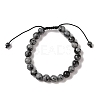 8mm Round Natural Snowflake Obsidian Braided Bead Bracelets BJEW-C067-01B-18-2