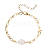 3Pcs Natural Rose Quartz & Tiger Eye & Lapis Lazuli & Brass Link Chain Bracelet Sets BJEW-JB12646-3