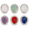 6Pcs 6 Styles Brass Pave Natural Amethyst & Rose Quartz & White Agate & Green Aventurine & Carnelian & Lapis Lazuli Multi-Strand Links KK-BC0015-16-1