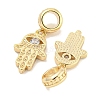 Brass Pave Clear Cubic Zirconia European Dangle Charms KK-S386-34G-2