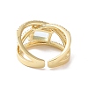 Cubic Zirconia Rectangle Open Cuff Ring RJEW-P035-02G-3
