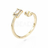 Brass Micro Pave Clear Cubic Zirconia Peg Bails Cuff Finger Ring Settings KK-S360-011-NF-1