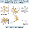 2 Pairs 2 Colors Brass Micro Pave 3A Clear Cubic Zirconia Clip-on Earrings EJEW-BBC0001-59-2