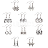 10 Pair 10 Style Alloy Dangle Earrings with 304 Stainless Steel Pins EJEW-AB00035-1