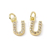 Real 18K Gold Plated Brass Micro Pave Clear Cubic Zirconia Charms KK-E068-VB452-U-2