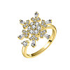 Snowflake 925 Sterling Silver Micro Pave Clear Cubic Zirconia Cuff Spinner Rings WG86A07-02-2