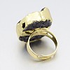 Natural Agate Crystal Electroplate Rings RJEW-F021-06-3