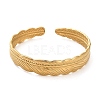 304 Stainless Steel Feather Cuff Bangles BJEW-G694-01G-2