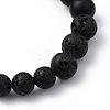 Natural Black Agate(Dyed) & Lava Rock Beaded Stretch Bracelets BJEW-JB05415-01-3