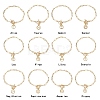 12Pcs Constellation Brass Paperclip Chains Charm Bracelets for Women BJEW-JB11256-2