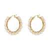 Natural Pearl Beads Brass Hoop Earrings EJEW-JE04565-13