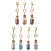 7 Chakra Natural Red Aventurine & Red Jasper & Green Aventurine & Tiger Eye & Synthetic Turquoise & Amethyst & Lapis Lazuli Chips inside Glass Wishing Bottle Pendant Decorations HJEW-JM03099-01-2
