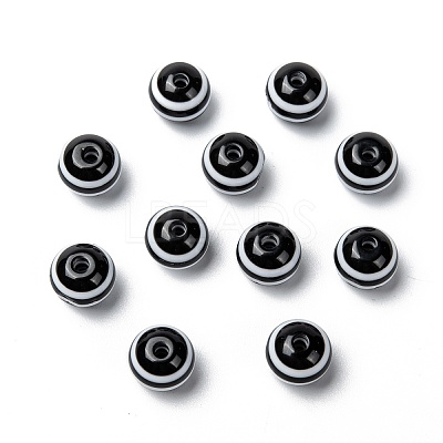 Round Striped Resin Beads X-RESI-R158-10mm-11-1