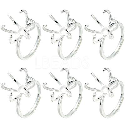 6Pcs Adjustable Brass Finger Rings Components KK-BBC0021-26-1