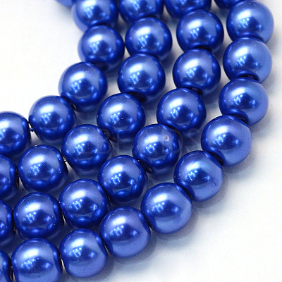 Baking Paint Pearlized Glass Pearl Round Bead Strands X-HY-Q003-6mm-28-1