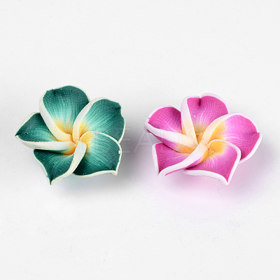 Handmade Polymer Clay 3D Flower Plumeria Beads X-CLAY-Q192-20mm-M-1