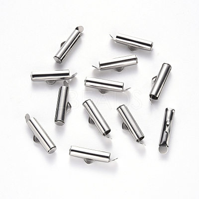 Tarnish Resistant 304 Stainless Steel Slide On End Clasp Tubes STAS-S115-01F-P-1