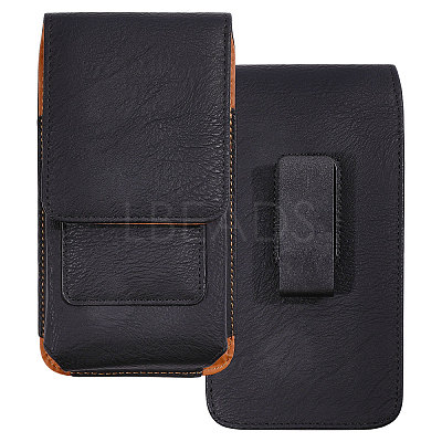 Rectangle Cowhide Mobile Phone Waist Belt Pouches AJEW-WH0596-953A-1