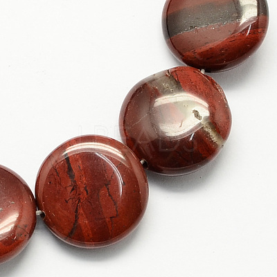 Flat Round Natural Red Jasper Beads Strands X-G-S110-06-1