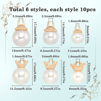 60Pcs 6 Styles Alloy Pendants FIND-SC0009-68-1