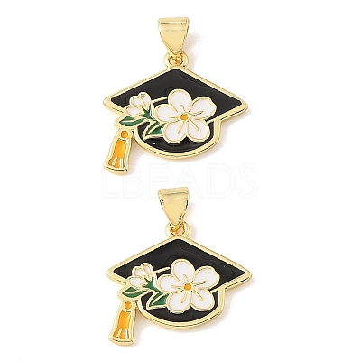 Graduation Season Brass Enamel Pendants KK-CBAF2EC-03G-C01-1