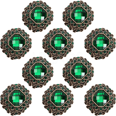 10Pcs 1-Hole Alloy Rhinestone Shank Button BUTT-GF0003-54-1
