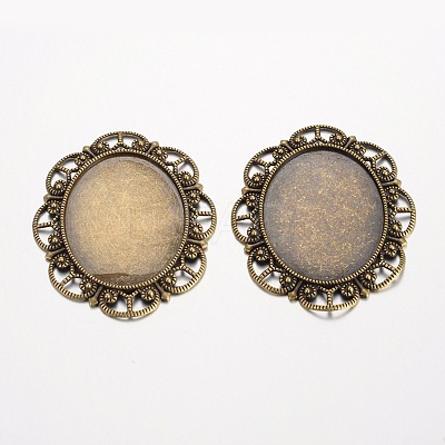 Oval Tibetan Style Alloy Cabochon Settings PALLOY-K109-78AB-NR-1