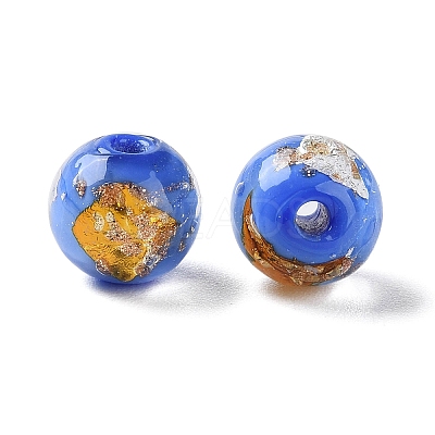 Handmade Gold & Silver Foil Lampwork Beads GLAA-G107-07B-05-1