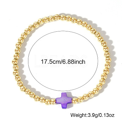 Brass Round Beads Stretch Bracelets MC4469-3-1